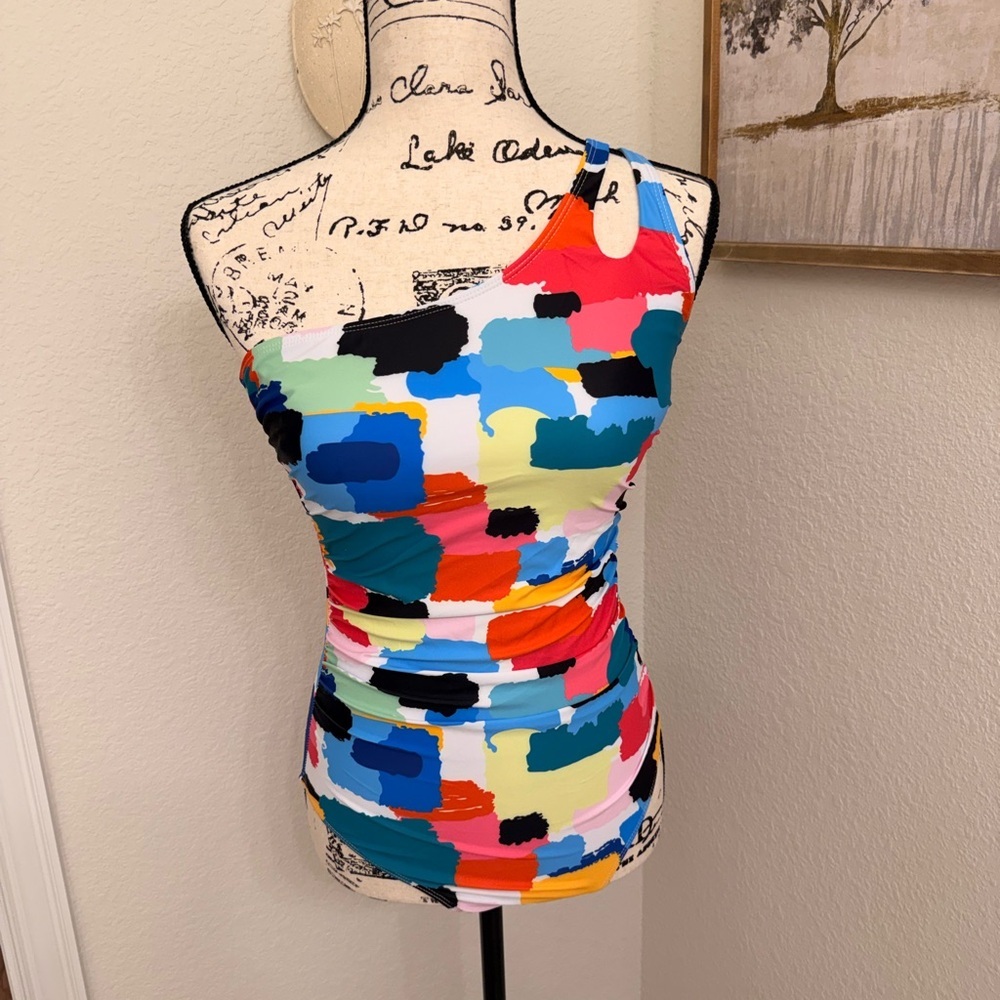 NWT-Holipick One-Shoulder Tummy Control Swimsuit sz M - Picture 3 of 12